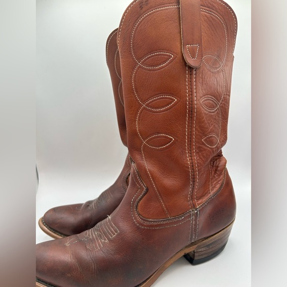 Vintage Landis Mens Buffalo Brown Leather Cowboy Western Boots 9 D 94046 USA - Picture 4 of 10